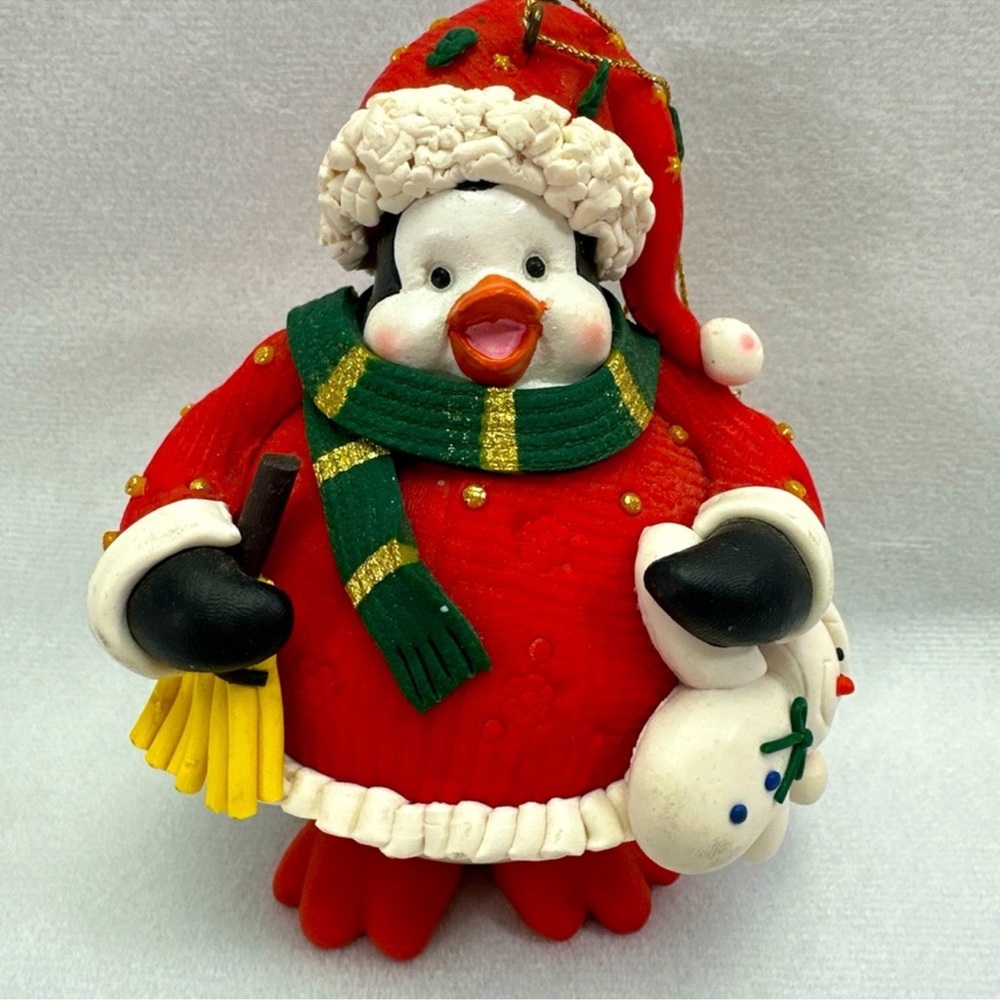 Penguin Christmas Ornament Glass Ball Hanging Stand Traditions 4.5"
